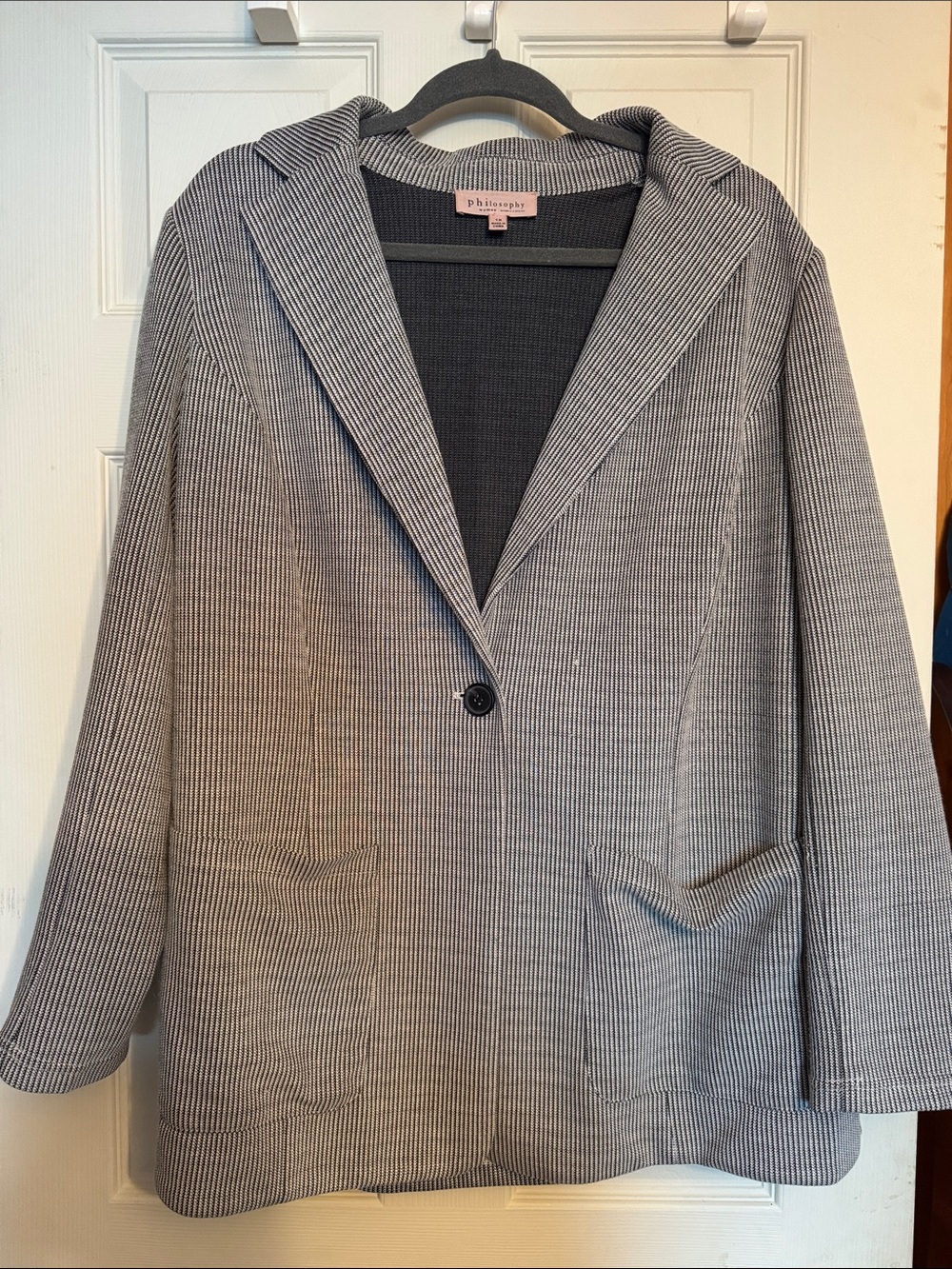 Philosophy Gray Pinstripe Single-Button Blazer